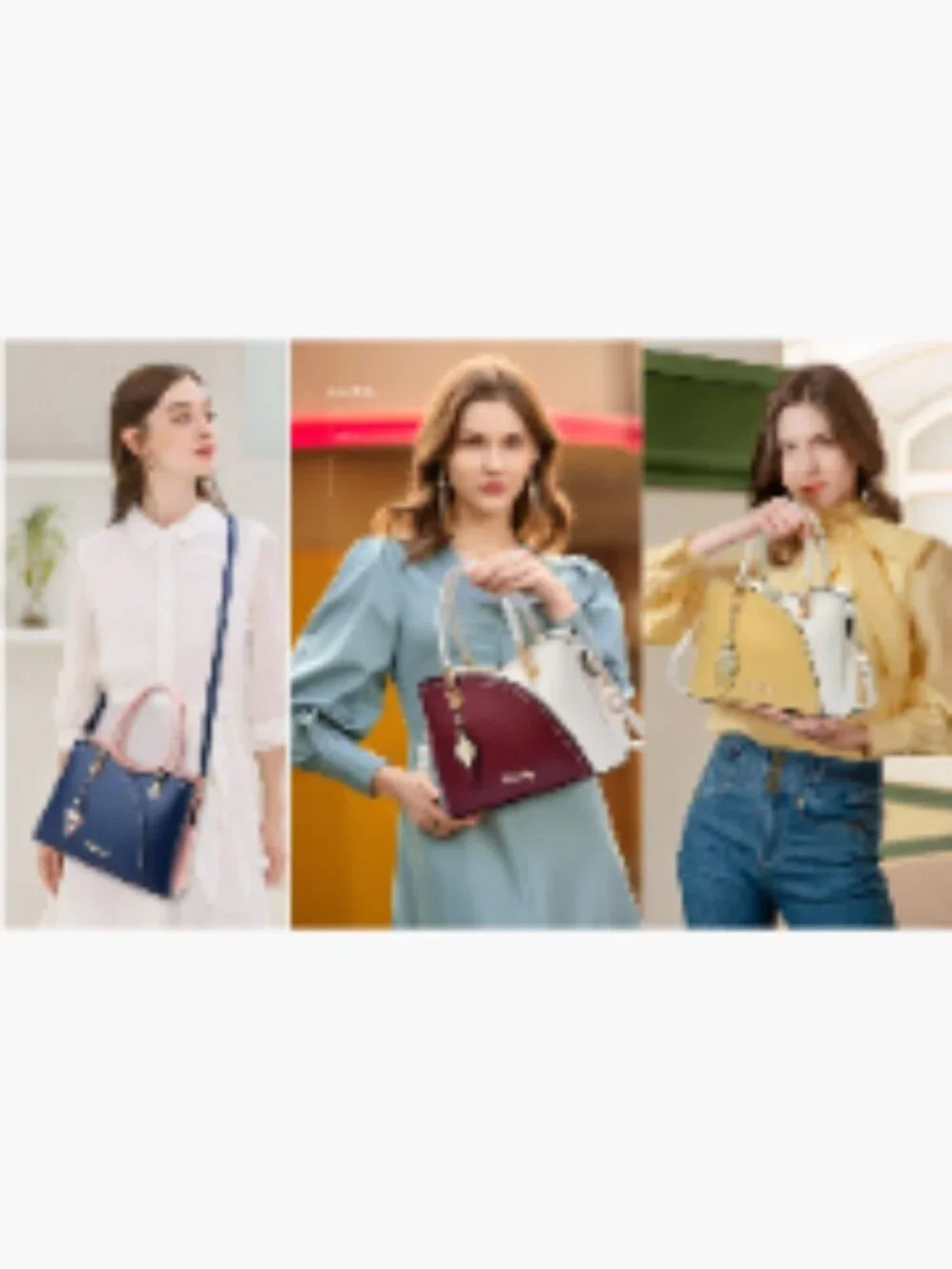 Vintage Satchel Top Handle Shoulder Bag with Gold Hardware and Pockets